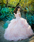 Elegant Off The Shoulder Quinceanera Dresses Ball Gown Beaded Lace Organza Ruffles Princess Sweet 16 Dress
